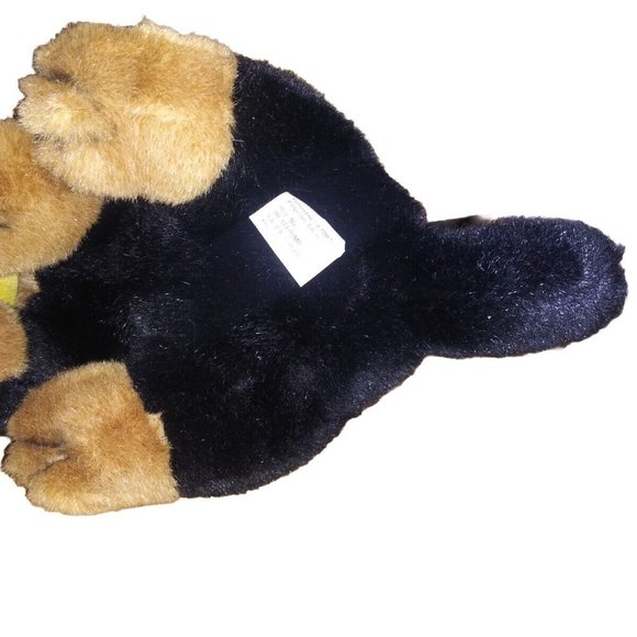 Rottweiler Realistic Puppy Stuffed Animal Yellow Bow Rotty Dog Plush Animal Toy - Picture 7 of 10